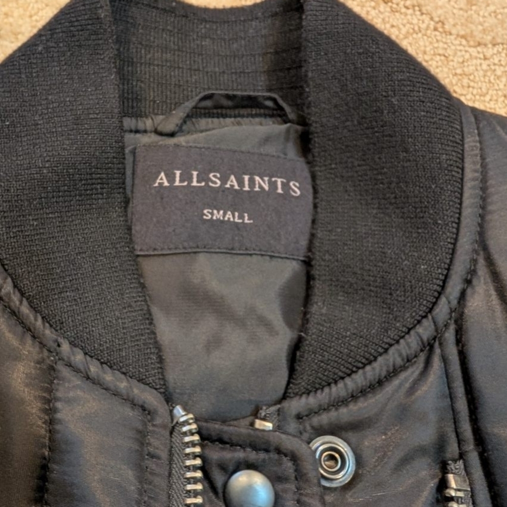All Saints Black Bomber Jacket - Picture 5 of 8